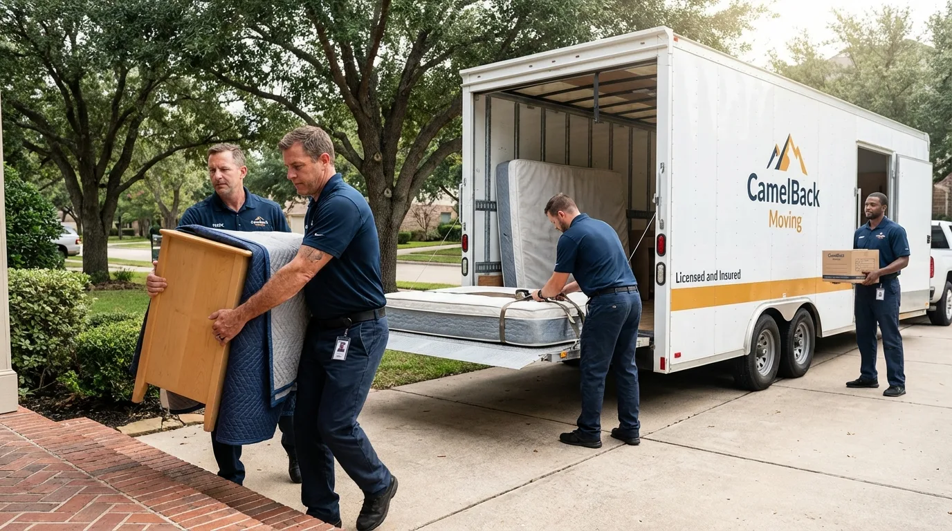 Crew loading residential truck for cross-state move from Wilmette, IL